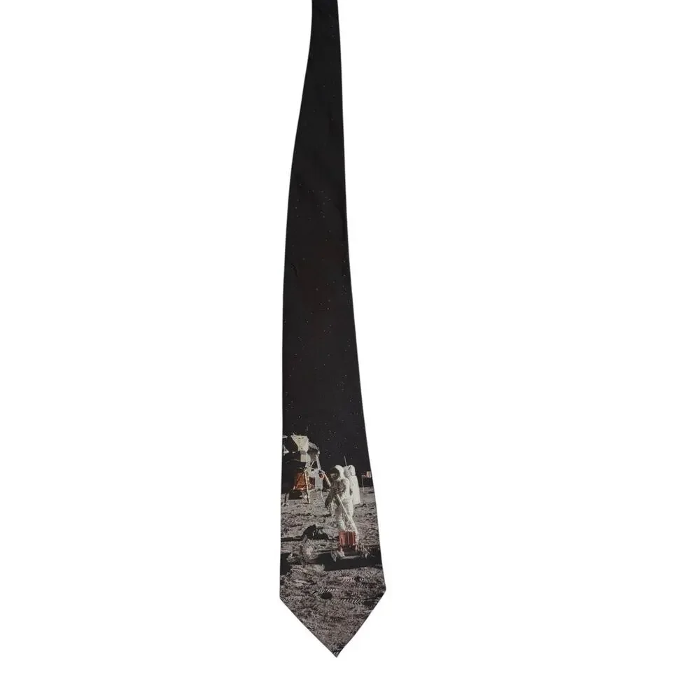 Lunar Landing Space Astronaut Moon Novelty Necktie Polyester Three Rooker